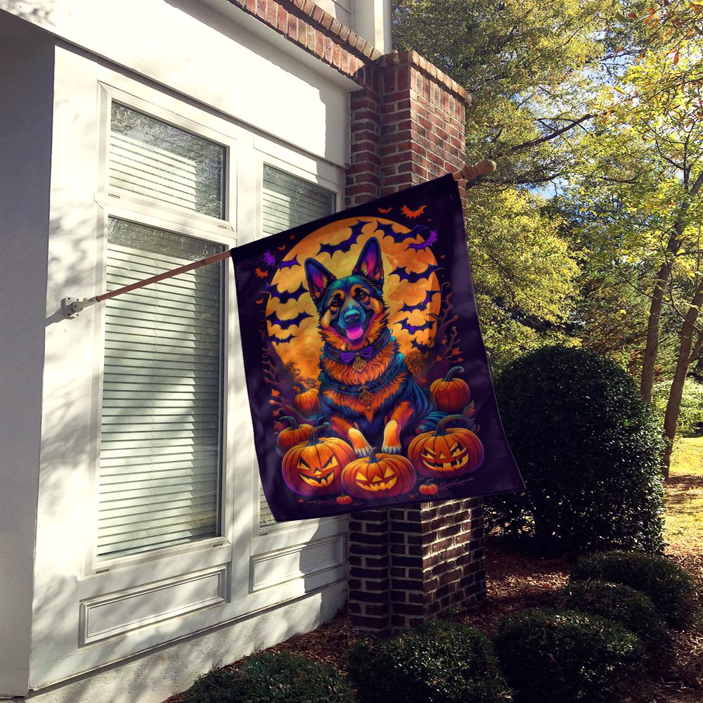 German Shepherd Witchy Halloween House Flag House-Size Decorative Flag