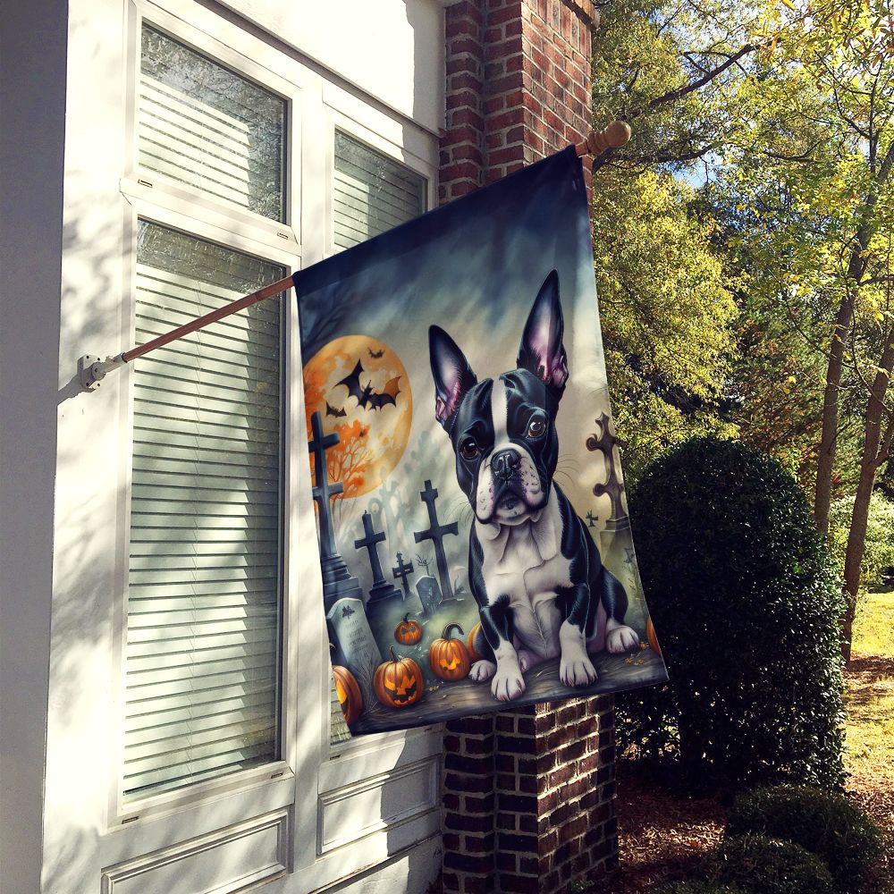 Boston Terrier Spooky Halloween House Flag House-Size Decorative Flag