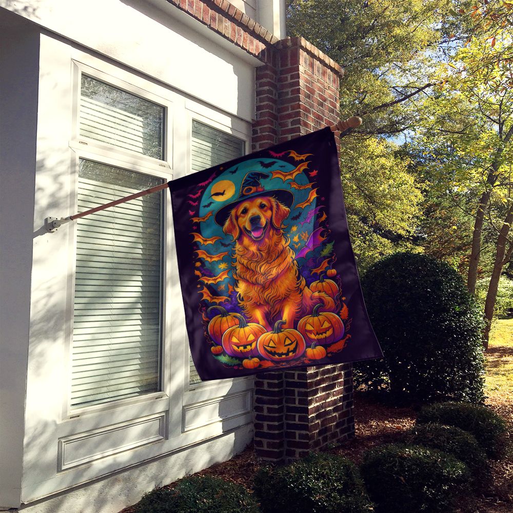 Golden Retriever Witchy Halloween House Flag House-Size Decorative Flag