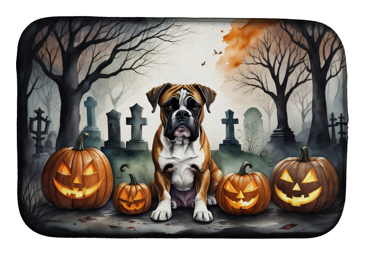 Boxer Spooky Halloween Dish Drying Mat 14 x 21 in, Multicolor