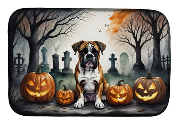 Boxer Spooky Halloween Dish Drying Mat 14 x 21 in, Multicolor