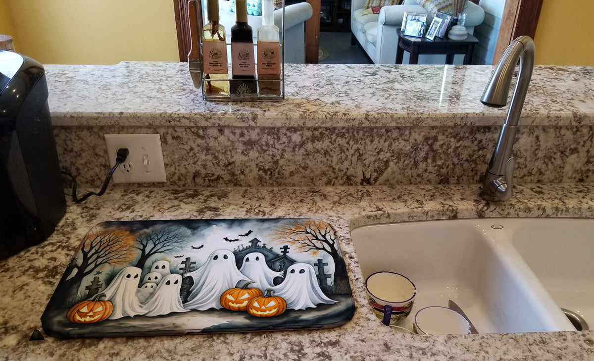 Ghosts Spooky Halloween Dish Drying Mat 14 x 21 in, Multicolor - product view 2