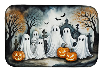 Ghosts Spooky Halloween Dish Drying Mat 14 x 21 in, Multicolor