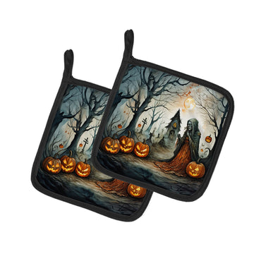 The Weeping Woman Spooky Halloween Pot Holder Set 7.5 x 7.5 in