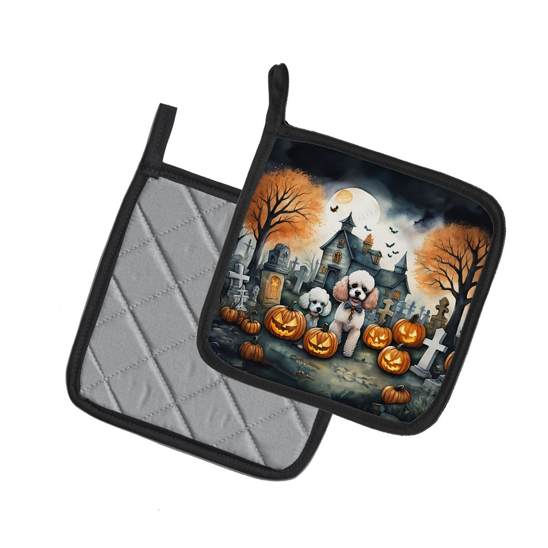 Poodle Spooky Halloween Pot Holder Set 7.5 x 7.5 in