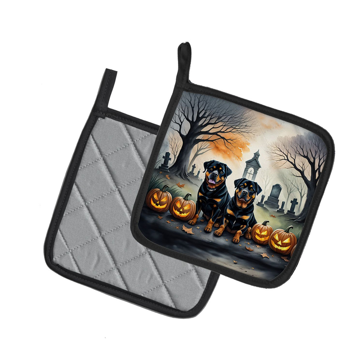 Rottweiler Spooky Halloween Pot Holder Set 7.5 x 7.5 in - product view 2