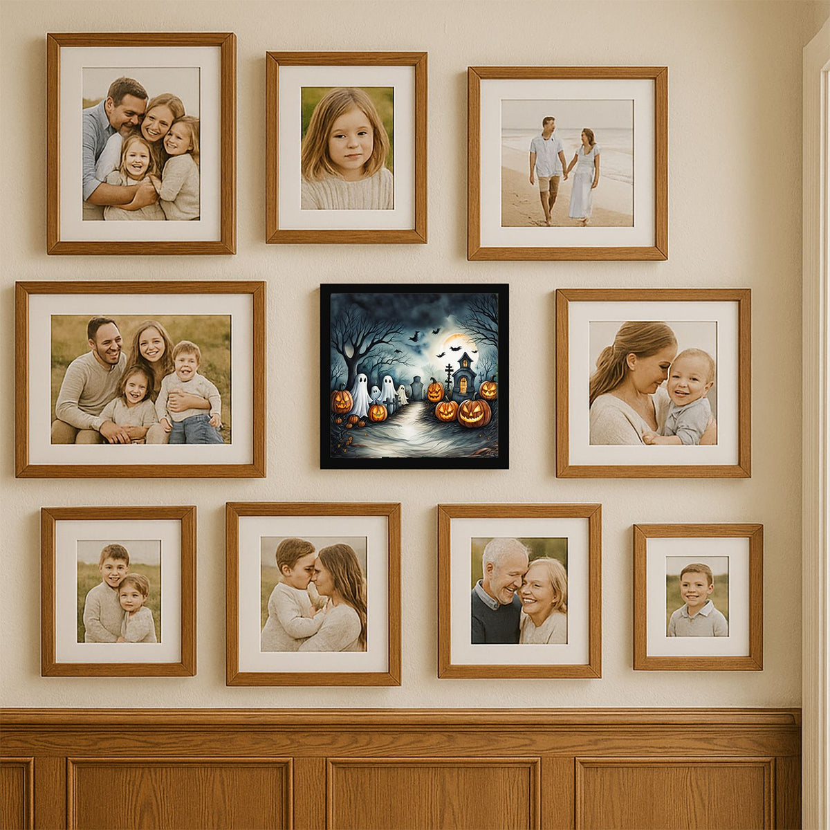 Ghosts Spooky Halloween Framed Metal Wall Art Square, 8 x 8 in - product view 7