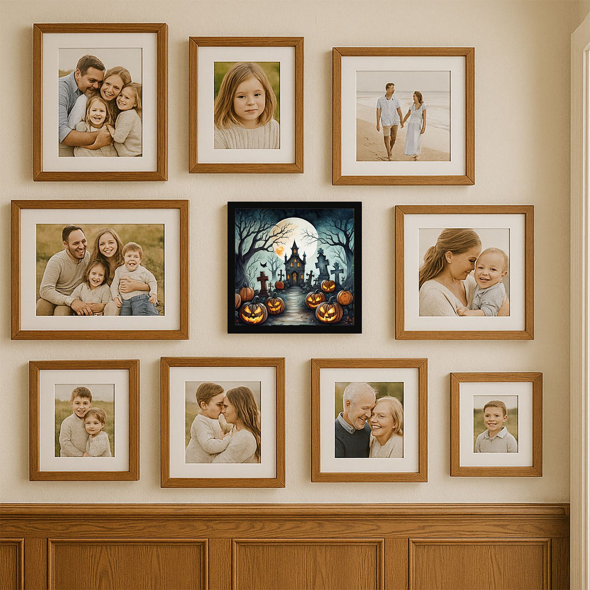 Graveyard Spooky Halloween Framed Metal Wall Art Square, 8 x 8 in - product view 7