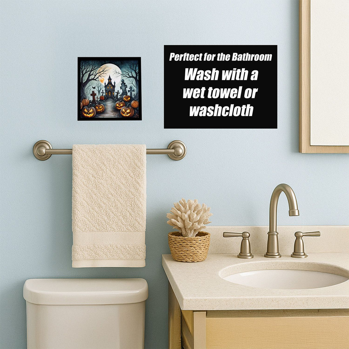 Graveyard Spooky Halloween Framed Metal Wall Art Square, 8 x 8 in - product view 4