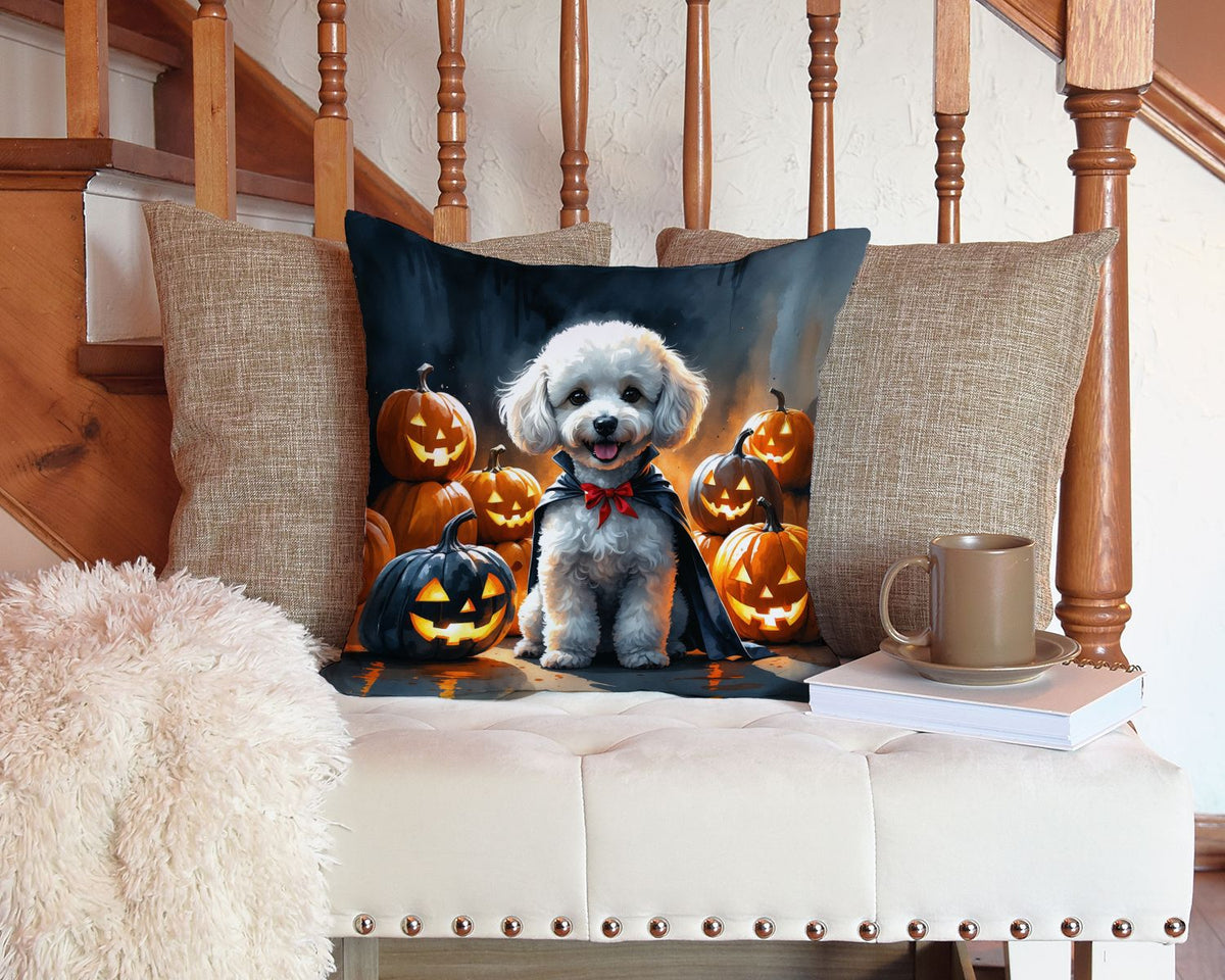 White Poodle Puppy Halloween Throw Pillow Indoor/Outdoor Decorative Throw Pillow, 14 x 14 in - product view 5