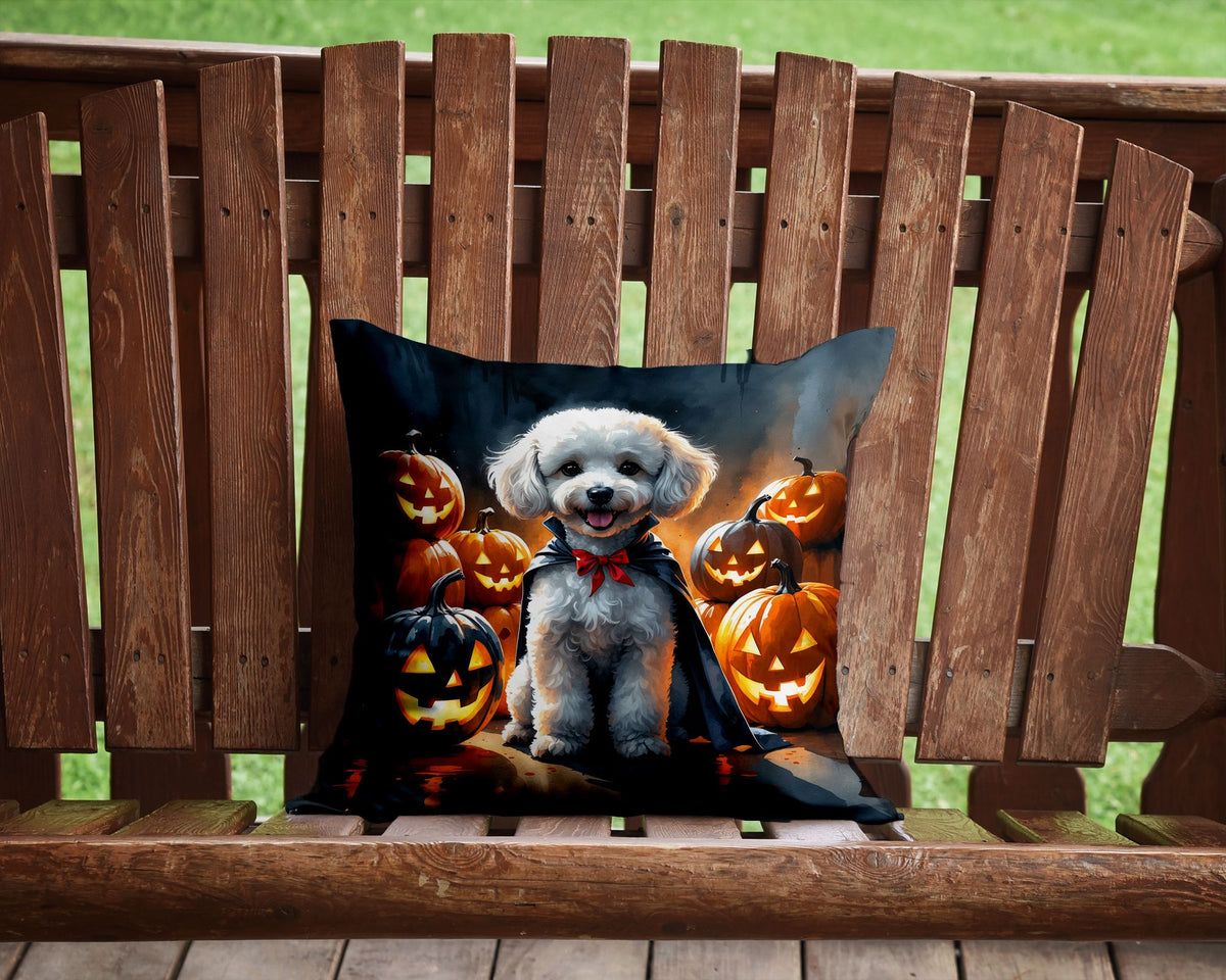White Poodle Puppy Halloween Throw Pillow Indoor/Outdoor Decorative Throw Pillow, 14 x 14 in - product view 4