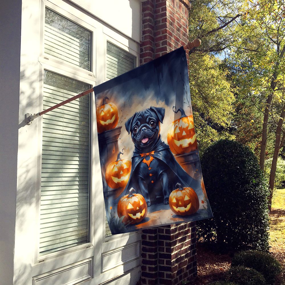 Black Pug Puppy Halloween House Flag House-Size Decorative Flag