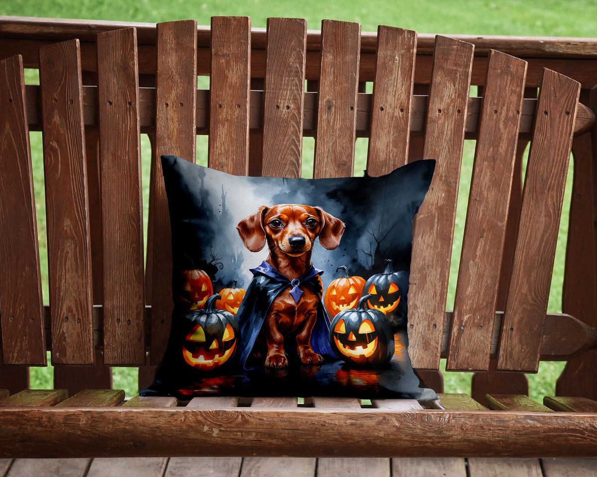 Red Dachshund Puppy Halloween Throw Pillow Indoor/Outdoor Decorative Throw Pillow, 14 x 14 in - product view 4
