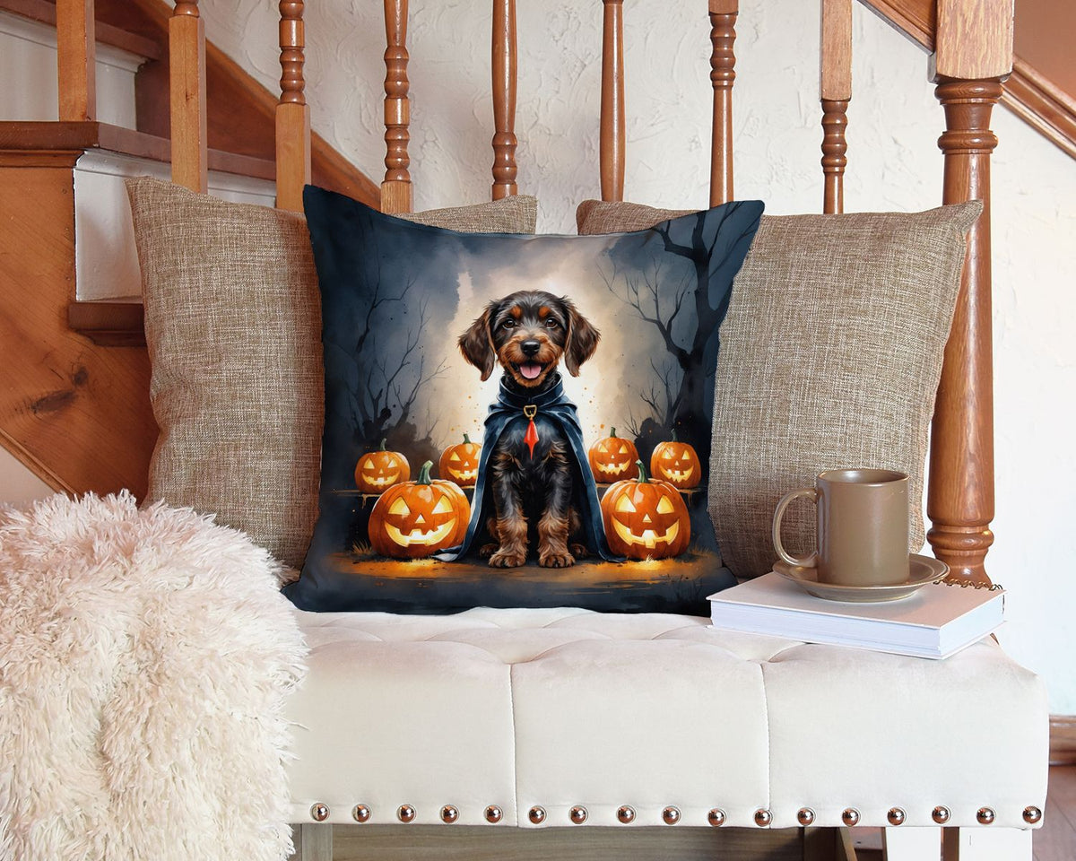 German Wirehaired Pointer Puppy Halloween Throw Pillow Indoor/Outdoor Decorative Throw Pillow, 14 x 14 in - product view 5