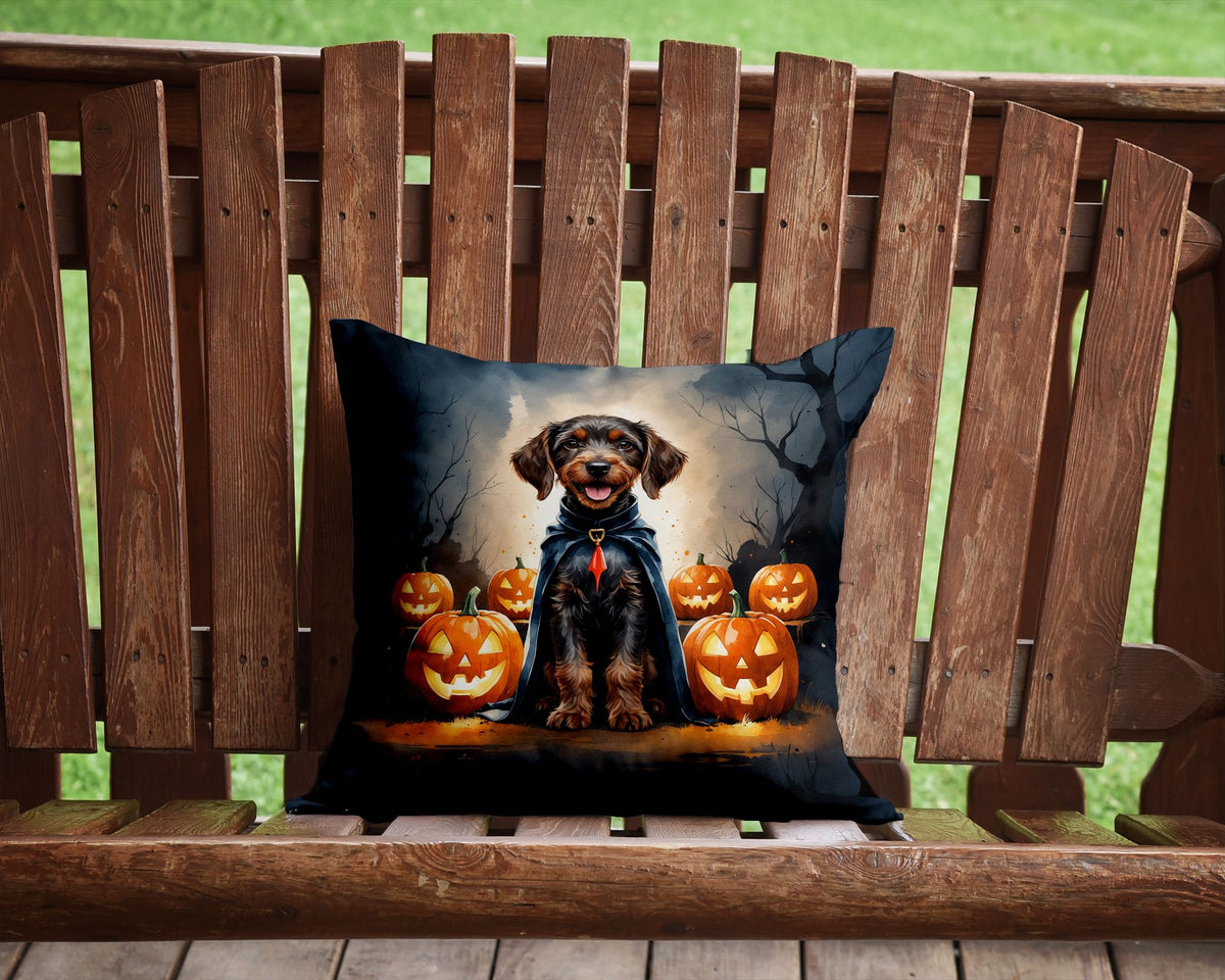 German Wirehaired Pointer Puppy Halloween Throw Pillow Indoor/Outdoor Decorative Throw Pillow, 14 x 14 in - product view 4
