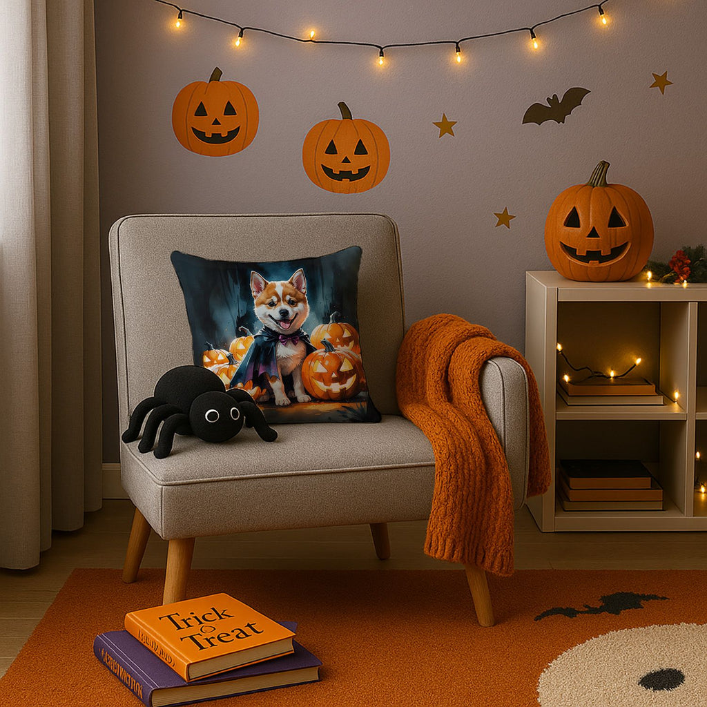 Akita Puppy Halloween Throw Pillow Indoor/Outdoor Decorative Throw Pillow, 14 x 14 in - product view 3