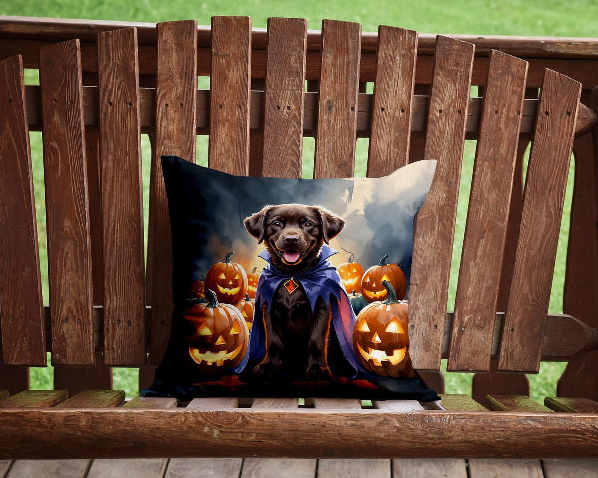 Chocolate Labrador Retriever Puppy Halloween Throw Pillow Indoor/Outdoor Decorative Throw Pillow, 14 x 14 in - product view 4