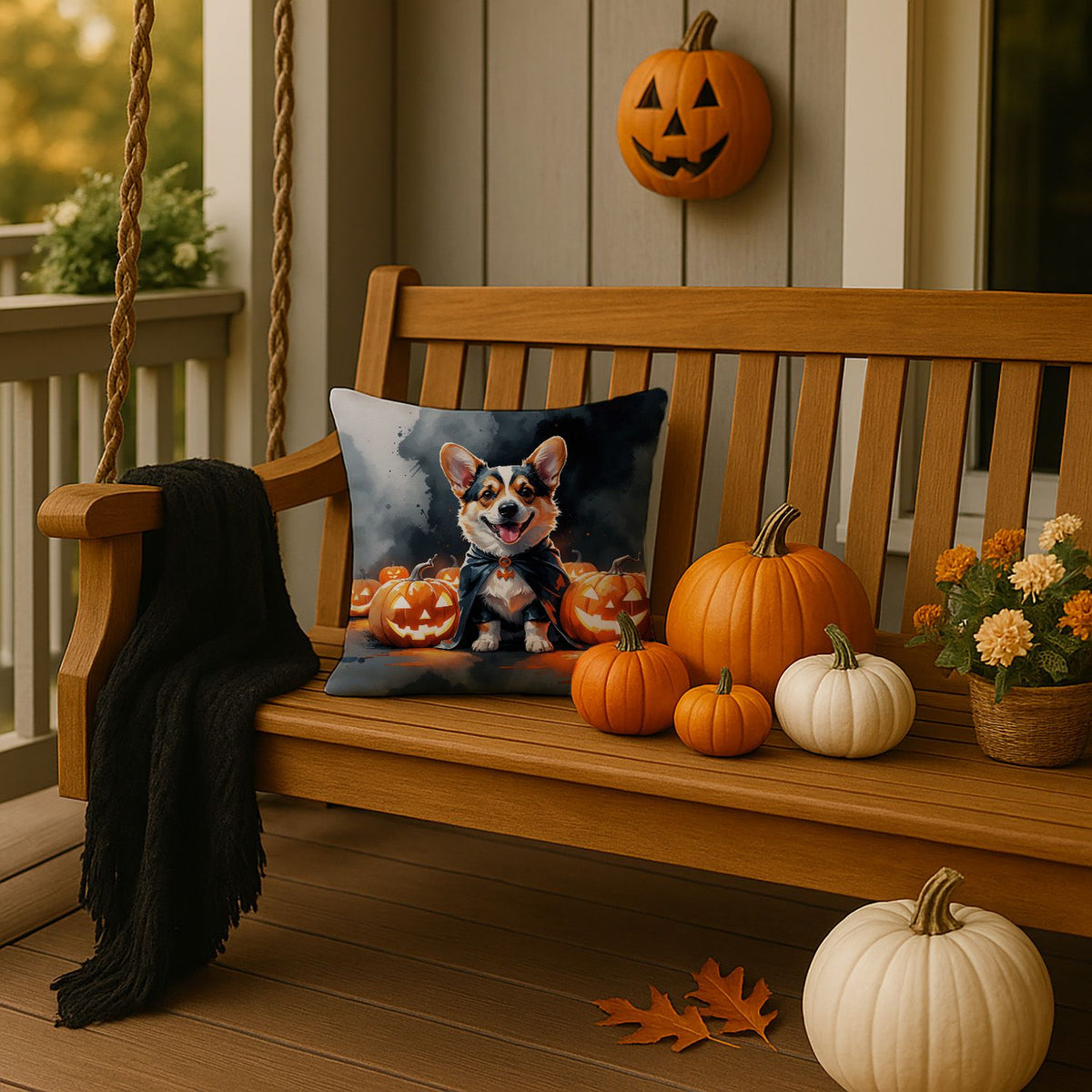 Corgi Puppy Halloween Throw Pillow Indoor/Outdoor Decorative Throw Pillow, 14 x 14 in - product view 2