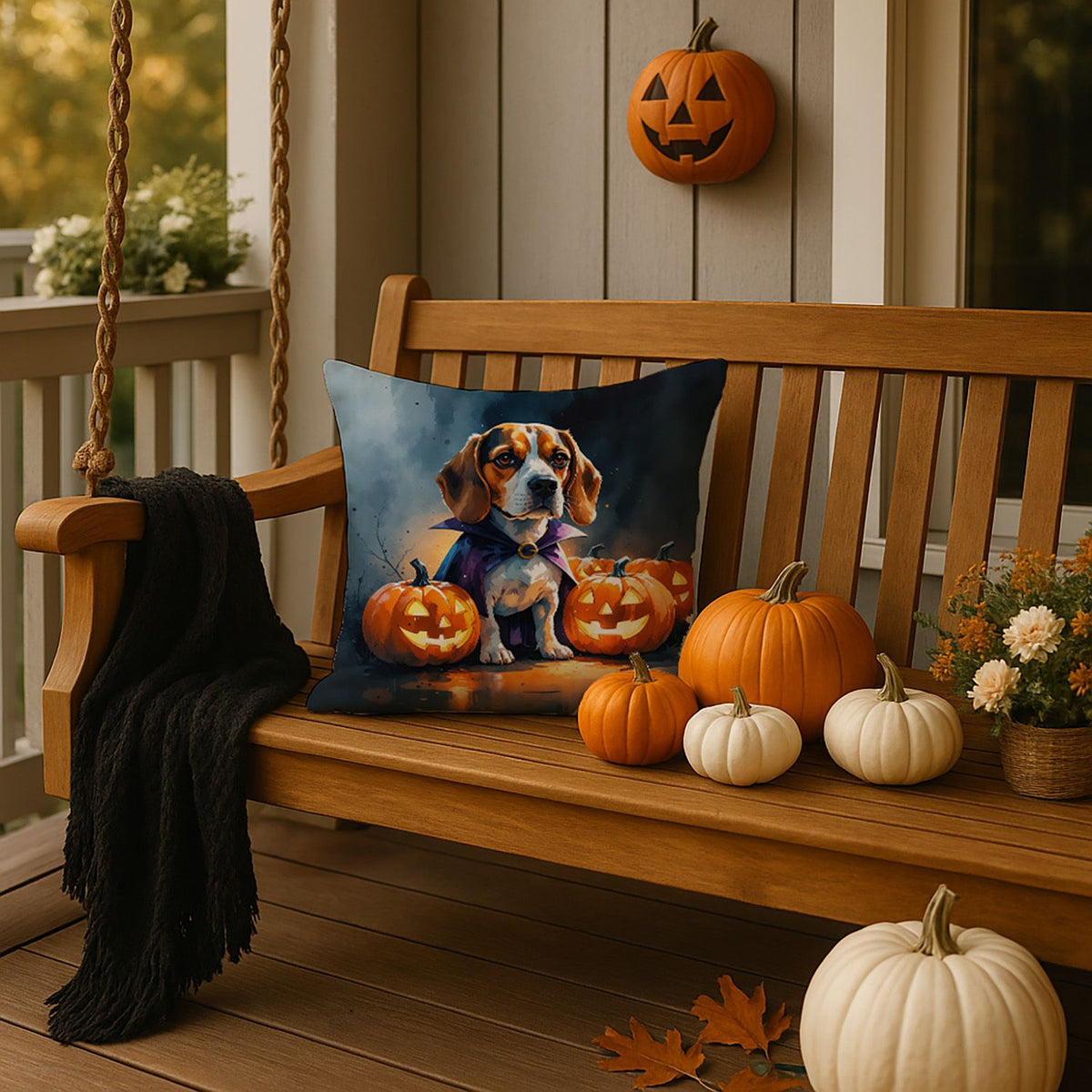 Beagle Puppy Halloween Throw Pillow Indoor/Outdoor Decorative Throw Pillow, 18 x 18 in - product view 4