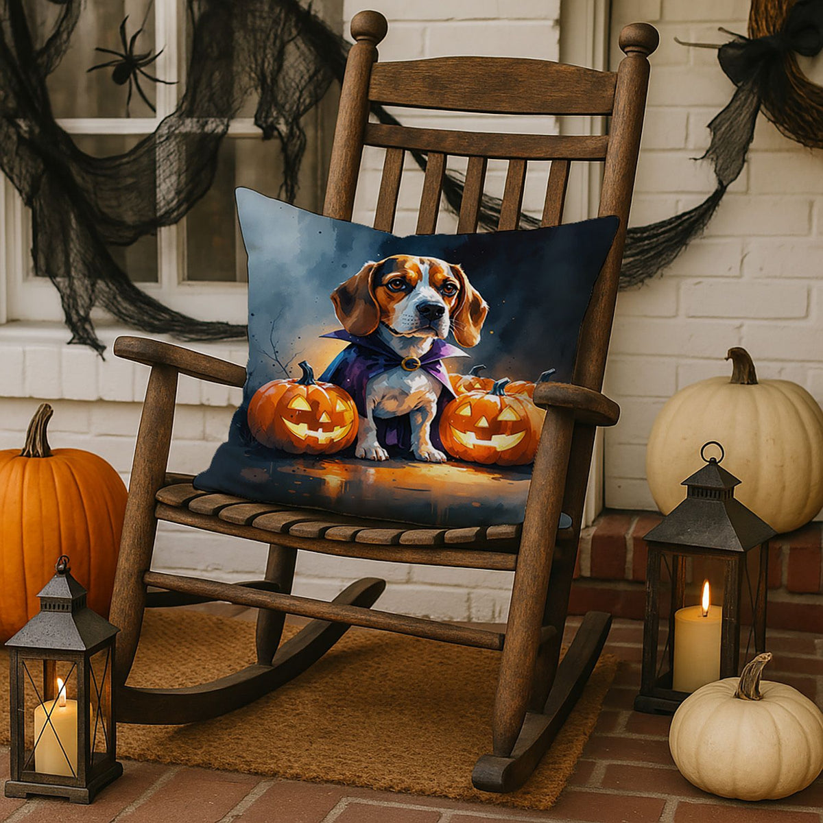 Beagle Puppy Halloween Throw Pillow Indoor/Outdoor Decorative Throw Pillow, 18 x 18 in - product view 3