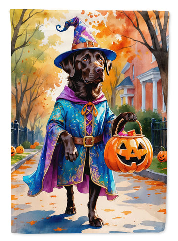 Chocolate Labrador Retriever Halloween Trick or Treat House Flag House-Size Decorative Flag