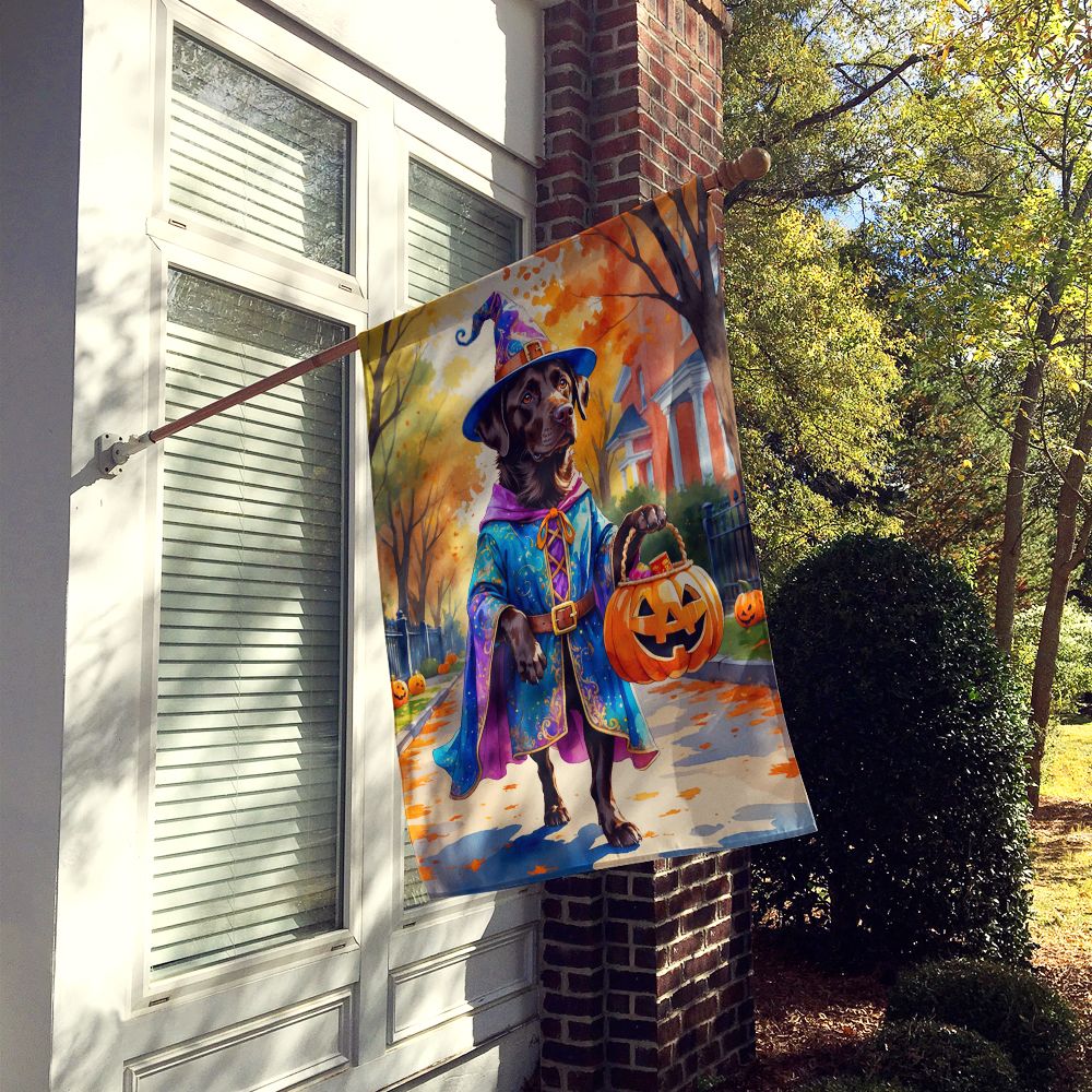 Chocolate Labrador Retriever Halloween Trick or Treat House Flag House-Size Decorative Flag