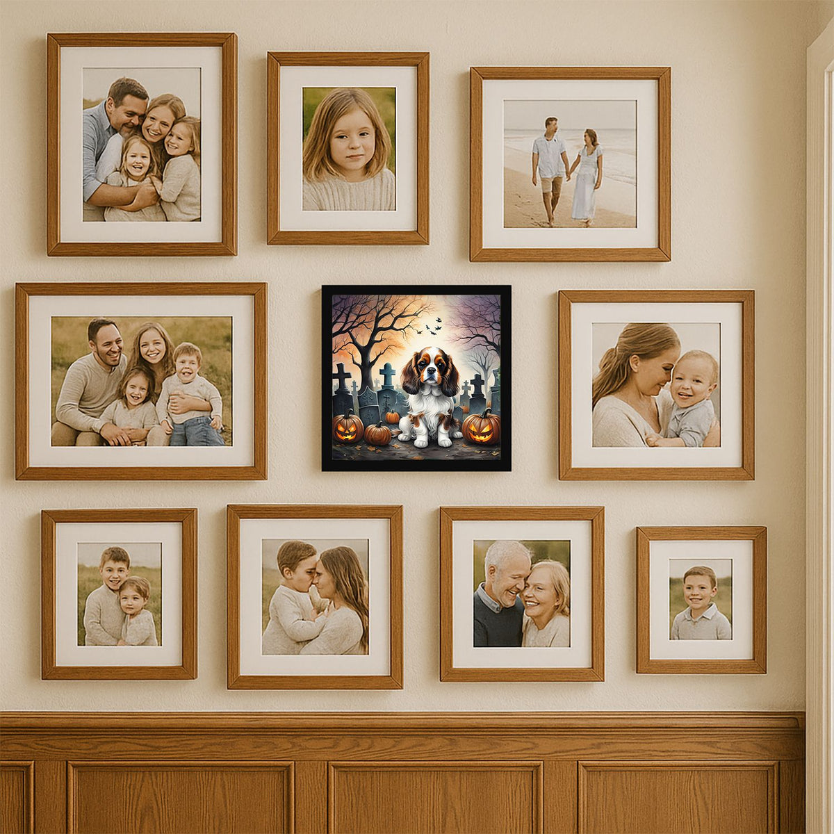 Cavalier Spaniel Spooky Halloween Framed Metal Wall Art Square, 8 x 8 in - product view 7